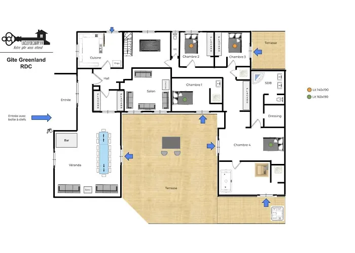 La Clef Decamp Greenland 15pers Jacuzzi Sauna Airhockey Billard
